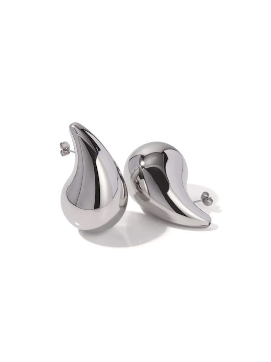 Women's earrings Chunky Drops 31mm steel 316L silver bode 02678