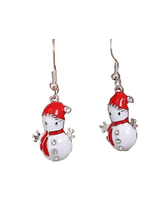 Earrings handmade silver metallic christmas snowman 4cm (tatu moyo)