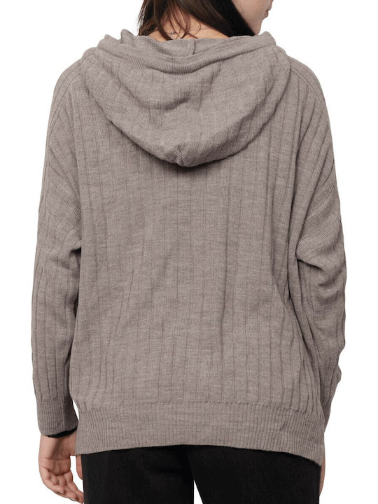 Women's Long Sleeve Sweater with Hood Plum Kitten