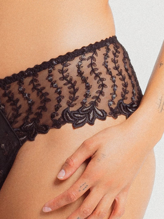 High-waisted Women's Brazil with Lace Black