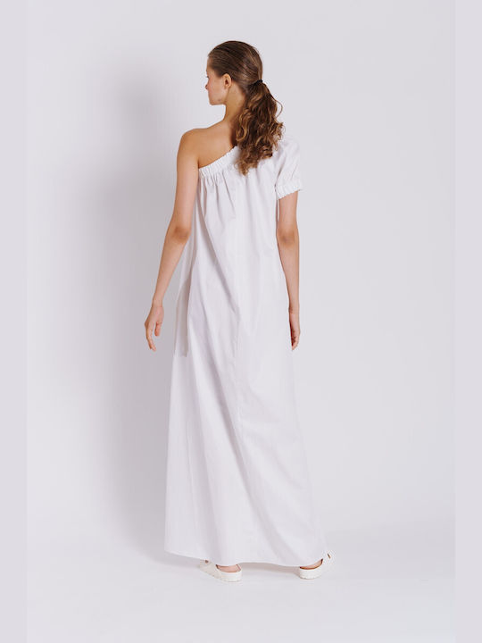 Collectiva Noir Maxi Βραδινό Φόρεμα Λευκό