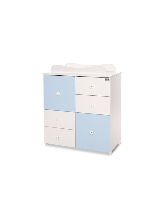 Baby Dresser with 4 Drawers White Baby Blue 83x71x96cm