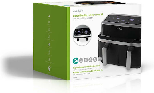 Nedis Friteuză cu aer cu Wi-Fi & Coș Detașabil Dublu 8.4lt Negru KAAF320BK