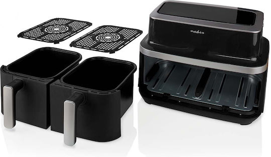 Nedis Friteuză cu aer cu Wi-Fi & Coș Detașabil Dublu 8.4lt Negru KAAF320BK