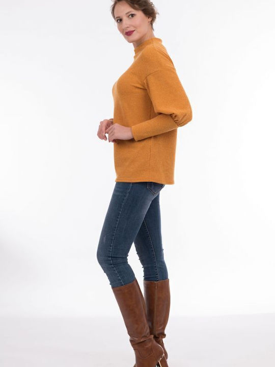 Damen Langarm Pullover Gelb