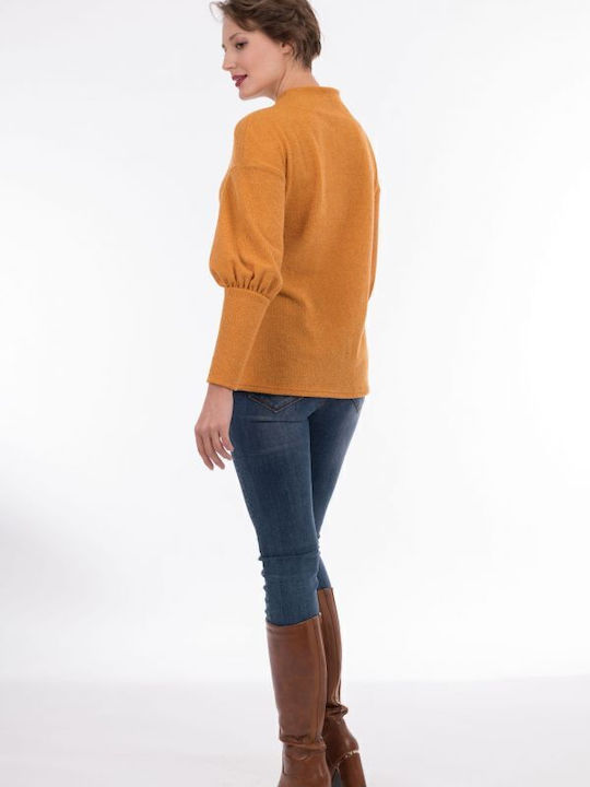 Damen Langarm Pullover Gelb