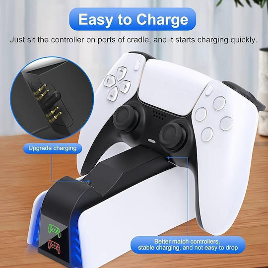 Snd-462a Charging Station for 2 controllers PS5 with LED lighting White