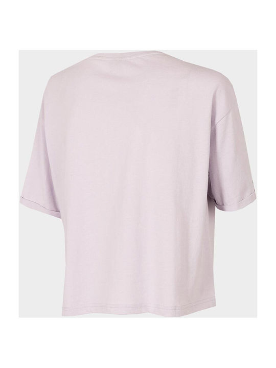 4F Damen Bluse Baumwolle Kurzärmelig Rosa