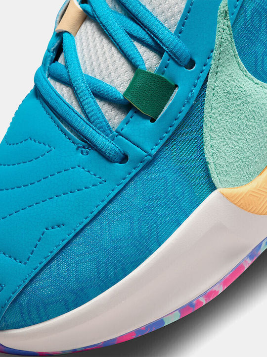Zoom Freak 5 Low Basketball Shoes Blue Lightning / Emerald Rise / Phantom