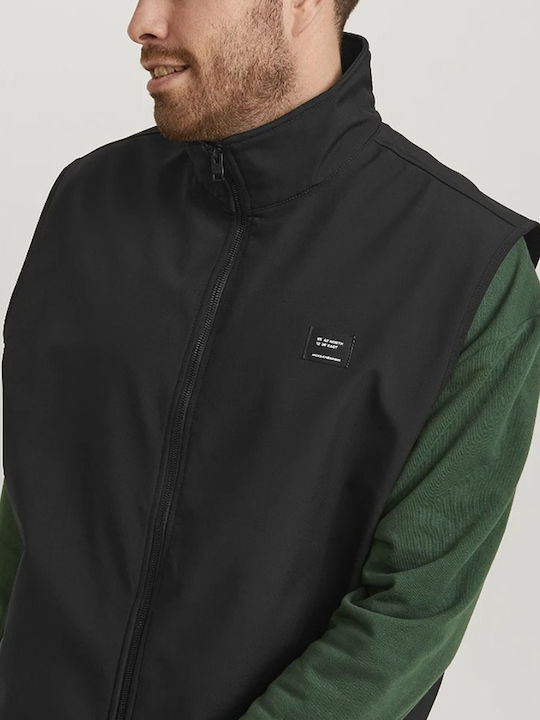 Jack & Jones Αμάνικο Ανδρικό Μπουφάν Softshell Αδιάβροχο και Αντιανεμικό Μαύρο