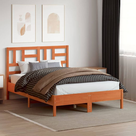 vidaXL Κεφαλάρι Κρεβατιού Ξύλινο Καφέ 140.5x104cm