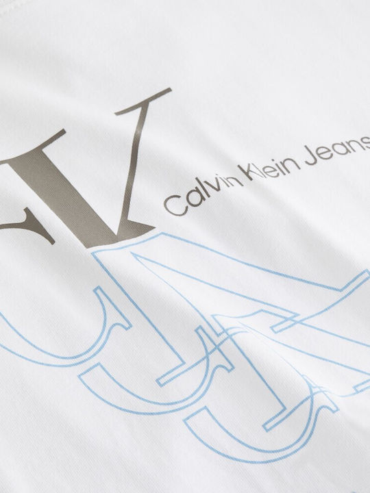 Calvin Klein Monogram Bluza Bărbătească cu Mânecă Scurtă White