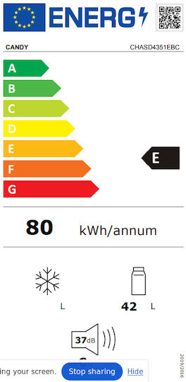 Candy Mini Bar 42lt Υ51xΠ44.5xΒ47.5εκ. Μαύρο CHASD4351EBC
