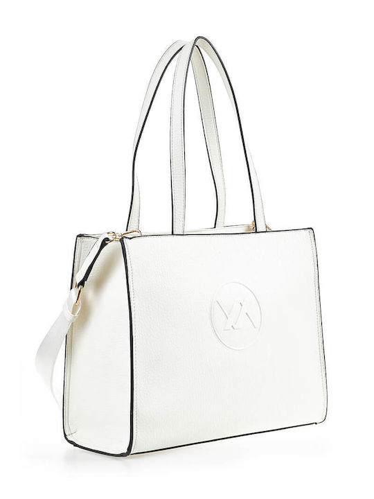 Verde Women's Bag Shopper Shoulder White