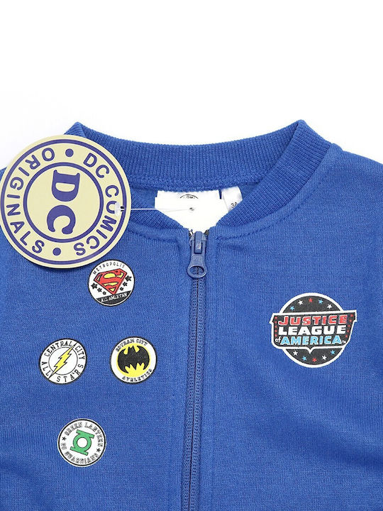 Dc Comics Cardigan pentru copii din material frotirat Albastru