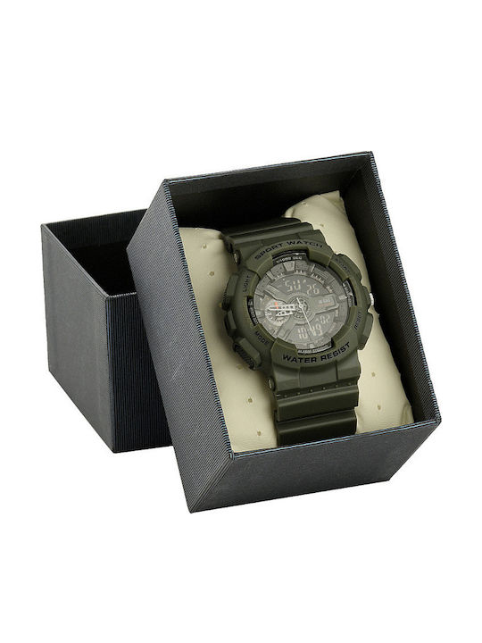 M-Tac Analog/Digital Men's Watch 50mm Battery with Brown Rubber Strap