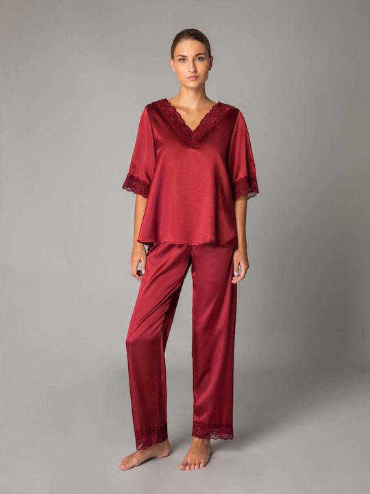 Milena by Paris Set Winter Women's Pajamas Bordeaux