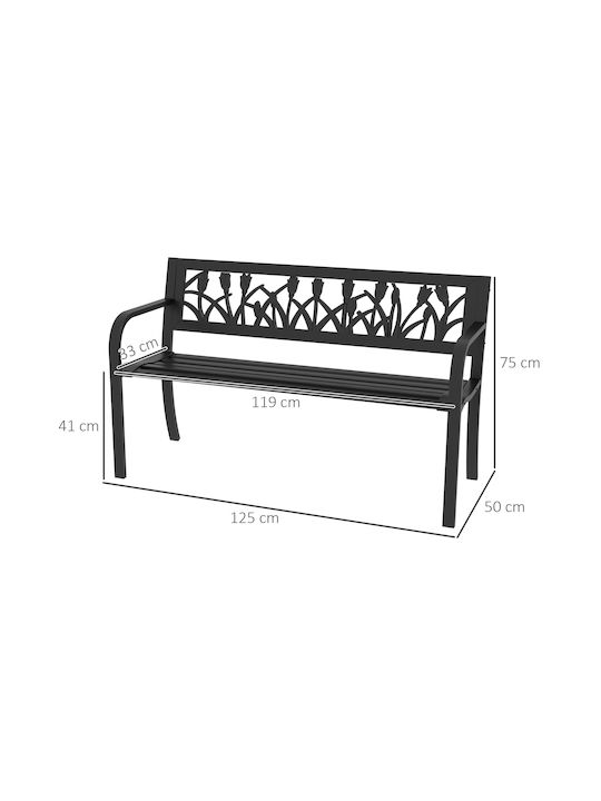 Zweisitziges Sofa Außenbereich Metallisch Schwarz 125x50x75cm