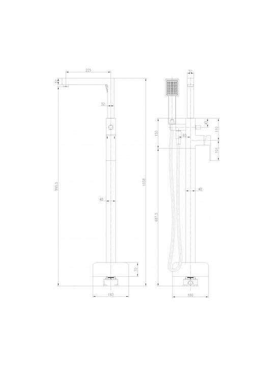 Inter Ceramic Μίκτης Μπαταρίας Εντοιχισμού για Ντουζιέρα Ασημί