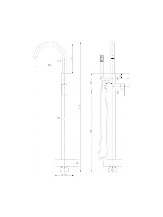 Inter Ceramic Μίκτης Μπαταρίας Εντοιχισμού για Ντουζιέρα Ασημί