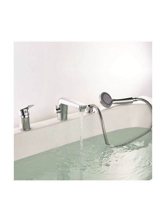 Inter Ceramic Μίκτης Μπαταρίας Εντοιχισμού για Μπανιέρα Ασημί