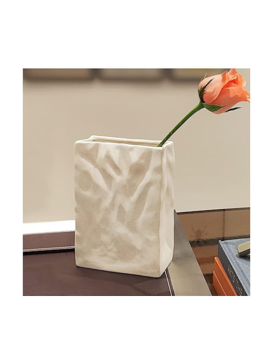 Decorative Vase Cemabt White 14.5x20cm