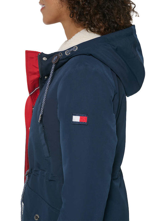 Women's Short Puffer Jacket for Winter Blue