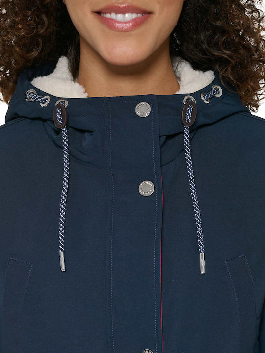 Women's Short Puffer Jacket for Winter Blue