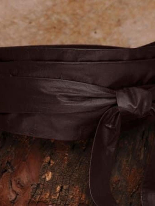Wide Leather Women's Belt Brown