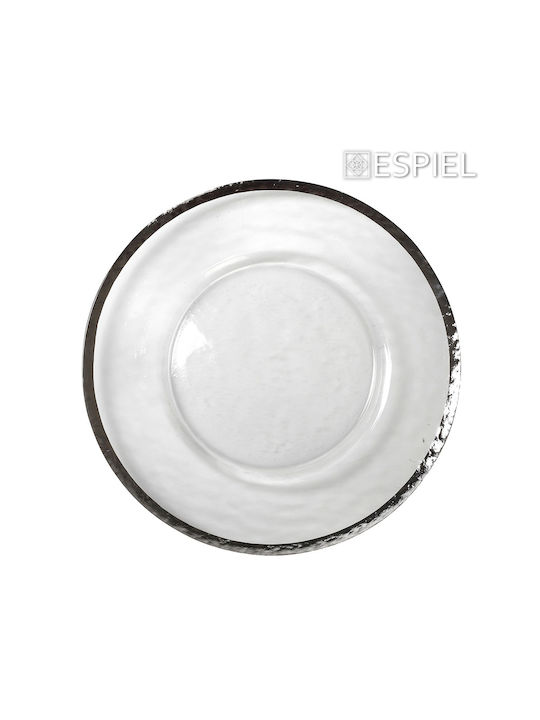 Espiel Plate Shallow Glass Transparent with Diameter 33cm