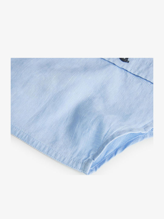 Kinder Hemd Langarm Leinen blau