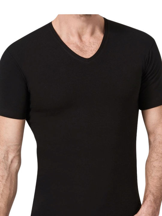 Vero by Aslanis Men's Undershirt Short-sleeved BLACK