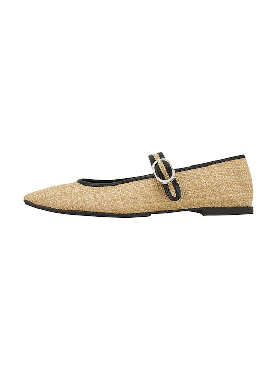 Corina Synthetic Leather Ballerinas Beige