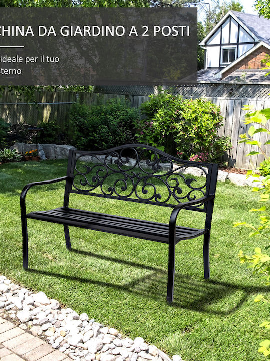 Zweisitziges Sofa Außenbereich Metallisch Schwarz 127x60x89cm