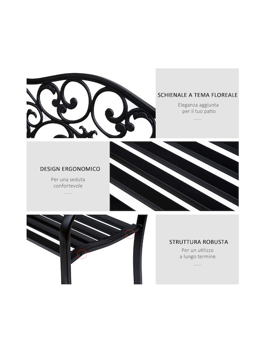 Zweisitziges Sofa Außenbereich Metallisch Schwarz 127x60x89cm
