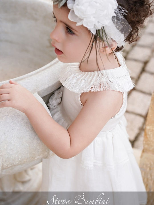 Stova Bambini Λευκό Φόρεμα Βάπτισης από Τούλι