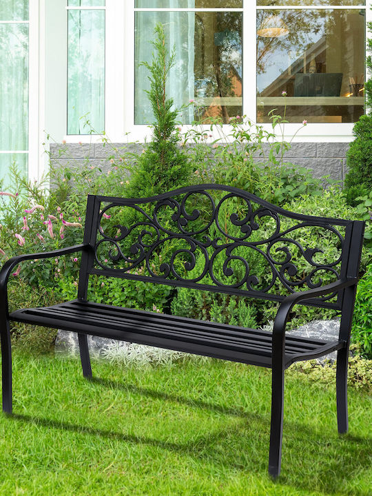 Zweisitziges Sofa Außenbereich Metallisch Schwarz 127x60x89cm