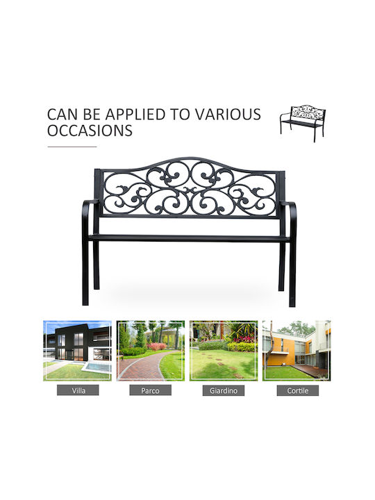 Zweisitziges Sofa Außenbereich Metallisch Schwarz 127x60x89cm