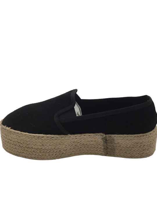 Πλατφόρμες 8-15 Ase Shoes-black-μαύρο Women's Leather Espadrilles Black
