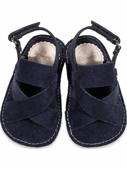 Babywalker Christening Fabric Sandals Navy Blue