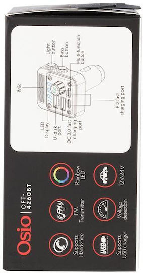 Osio FM Transmitter Αυτοκινήτου με Bluetooth / USB / Type-C