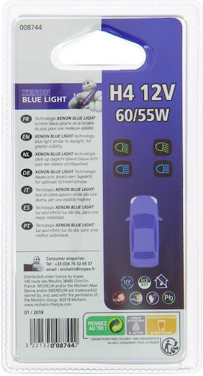 Michelin Λάμπα Αυτοκινήτου Xenon Blue Light H4 Xenon Μπλε 12V