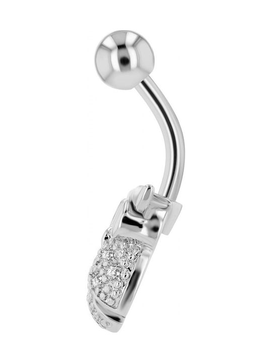 Akzent Bauchnabel Piercing aus Stahl 1,6 mm Silber