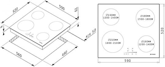 Pyramis 58IN 4011 Επαγωγική Εστία Αυτόνομη 59x52εκ.