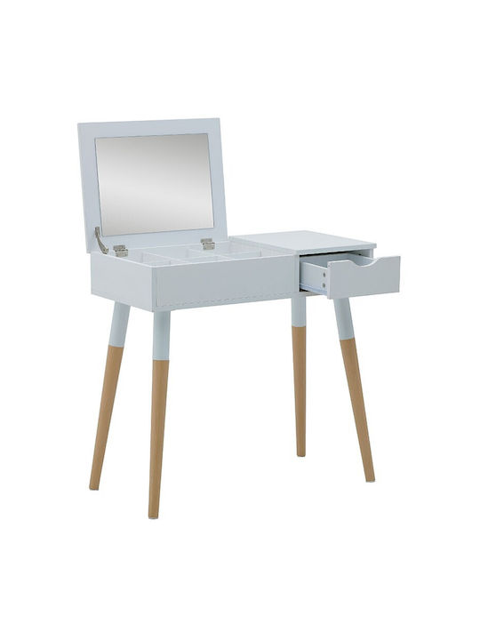 Calpo Wooden Makeup Dressing Table White with Mirror 80x40x114cm