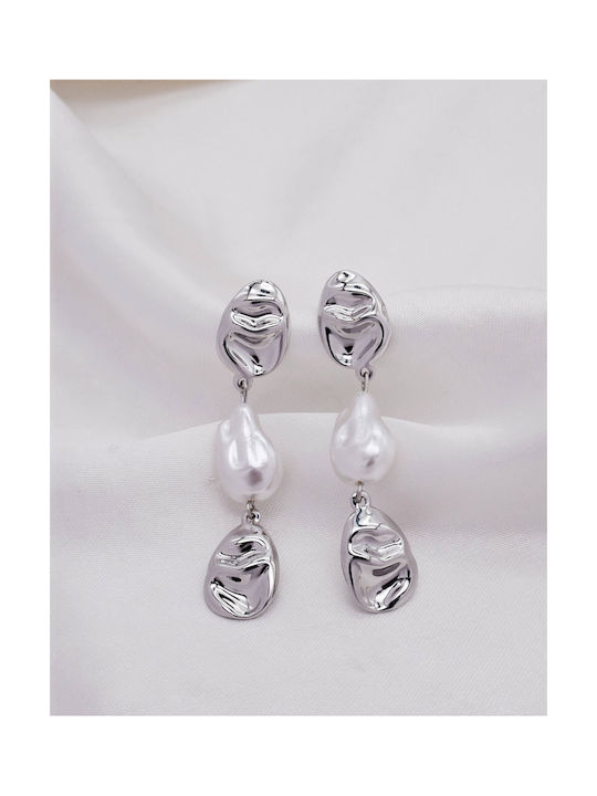 Earrings made of Steel with Pearls