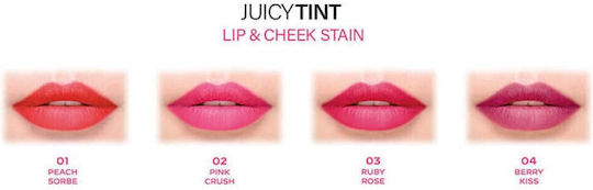 Golden Rose Juicy Tint Lip & Cheek Long Lasting Liquid Lip Stain No3 Ruby Rose 5.2ml