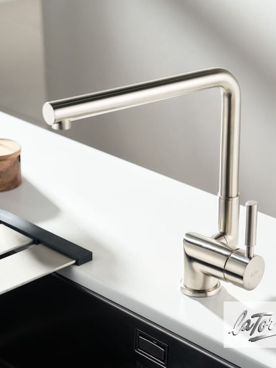 La Torre Tech Kitchen Faucet Counter Inox Silver