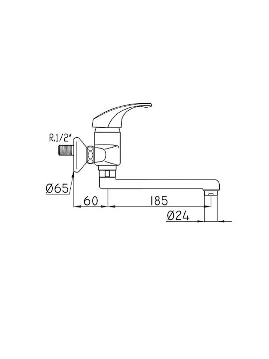 Ottone Meloda Wall Kitchen Faucet Silver