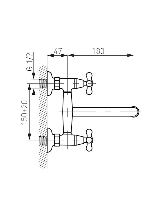 Ferro Antica Kitchen Faucet Wall Bronze